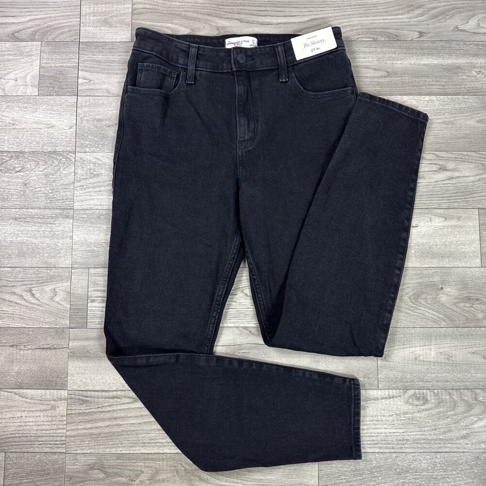 Abercrombie & Fitch The Skinny High Rise Denim Jeans Black Wash sz 27/4